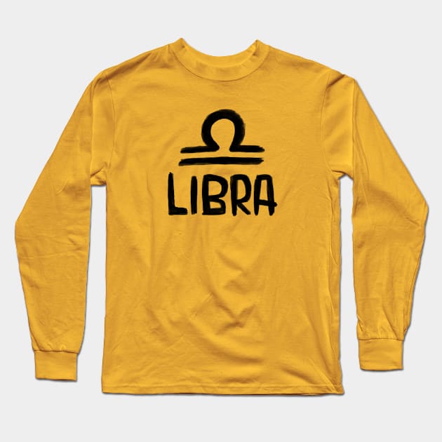 Libra Horoscope Sign Long Sleeve T-Shirt by badlydrawnbabe